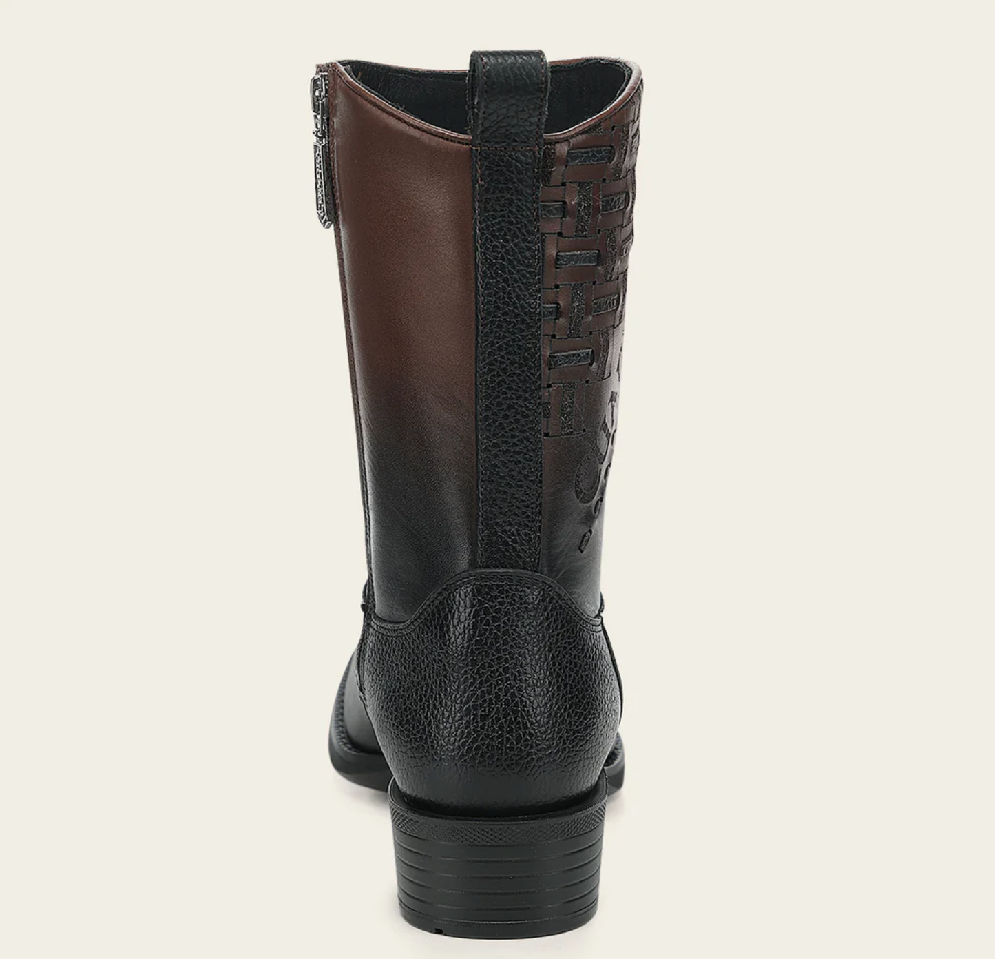 Cuadra Chocolate Laser & Woven Narrow Square Toe Western Boot rear view