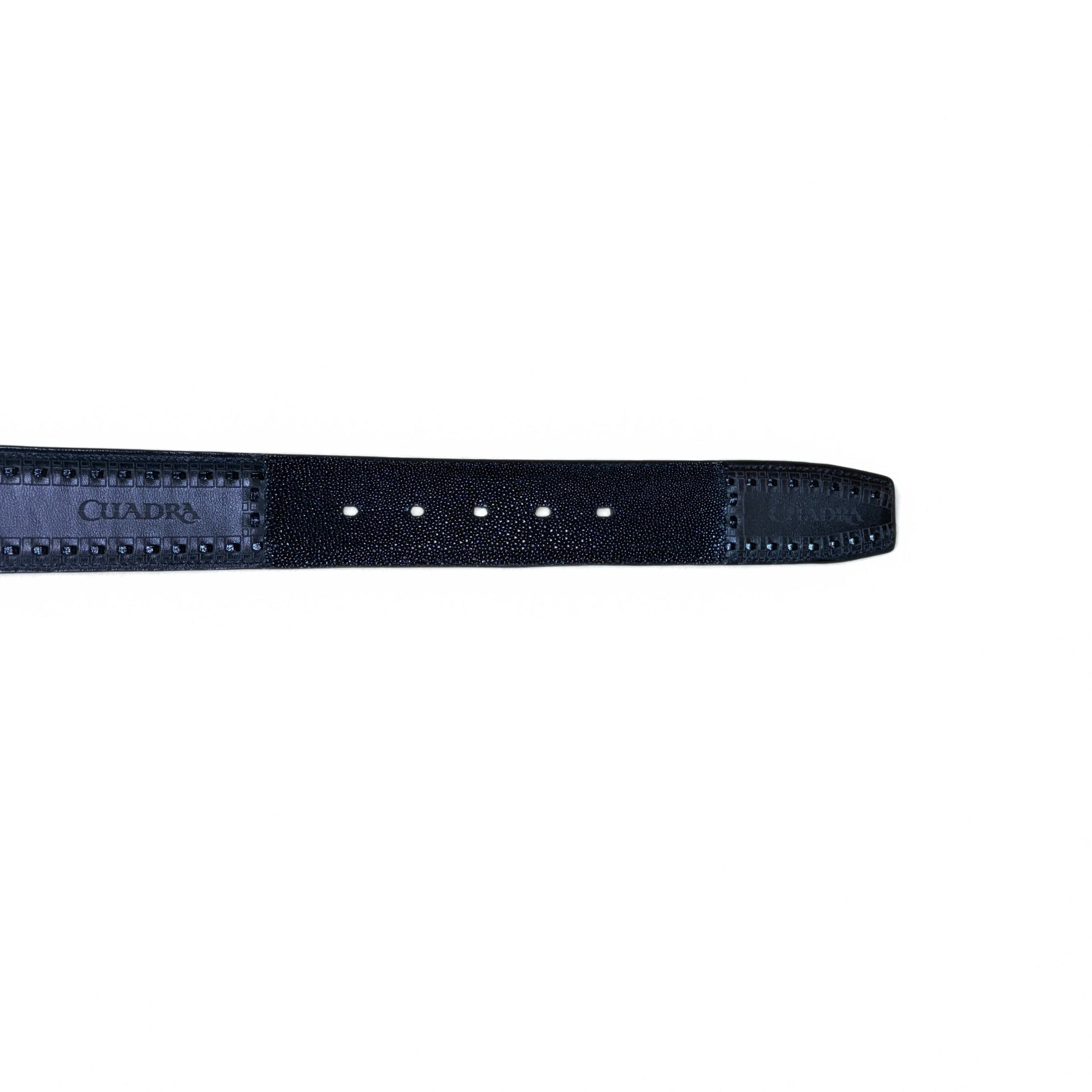 Cuadra Men’s Black Stingray Lazer and Woven Belt laid flat showing strap detail