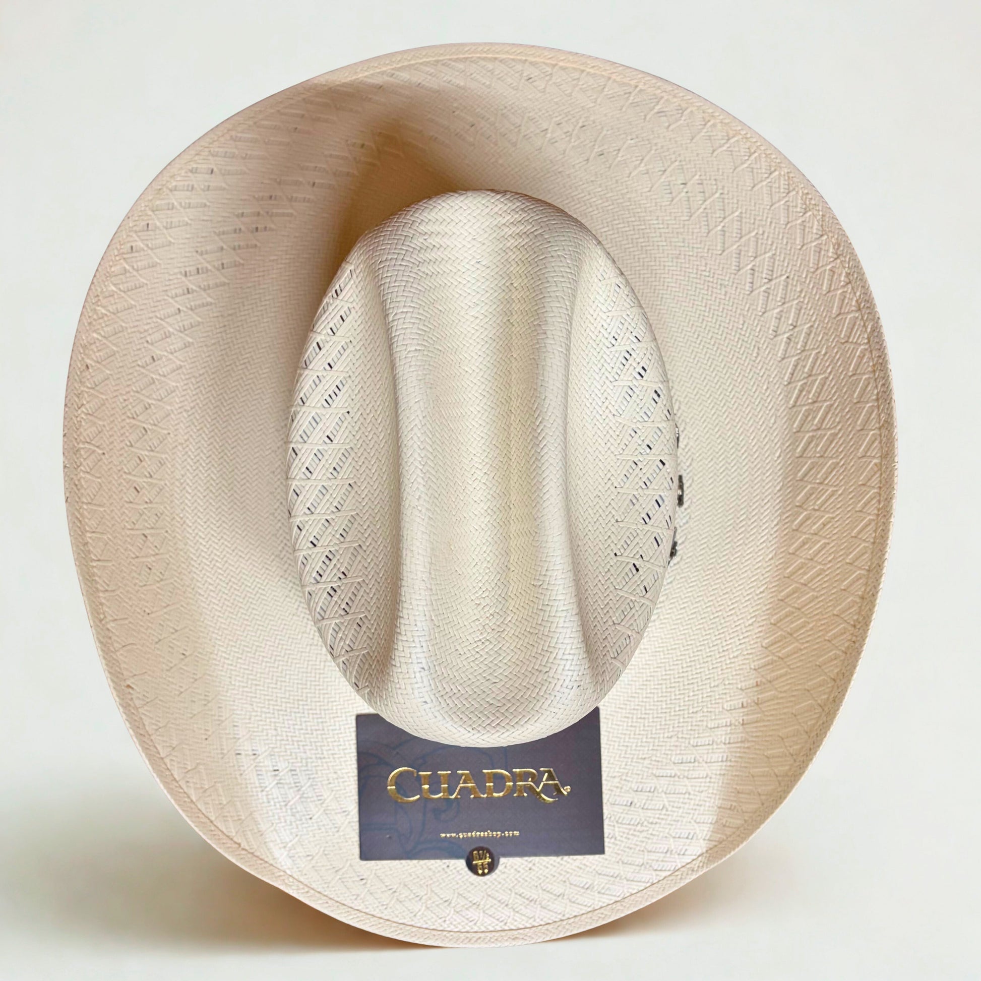 Top crown view of Cuadra Stallion Reparo 50X Ivory Hat