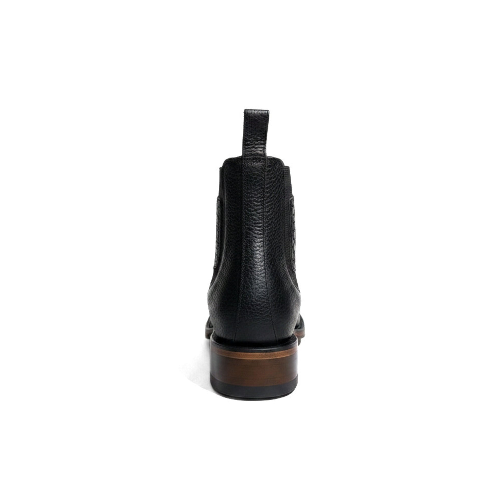 Vestigium Black Caiman Belly Boot back view with pull tabs