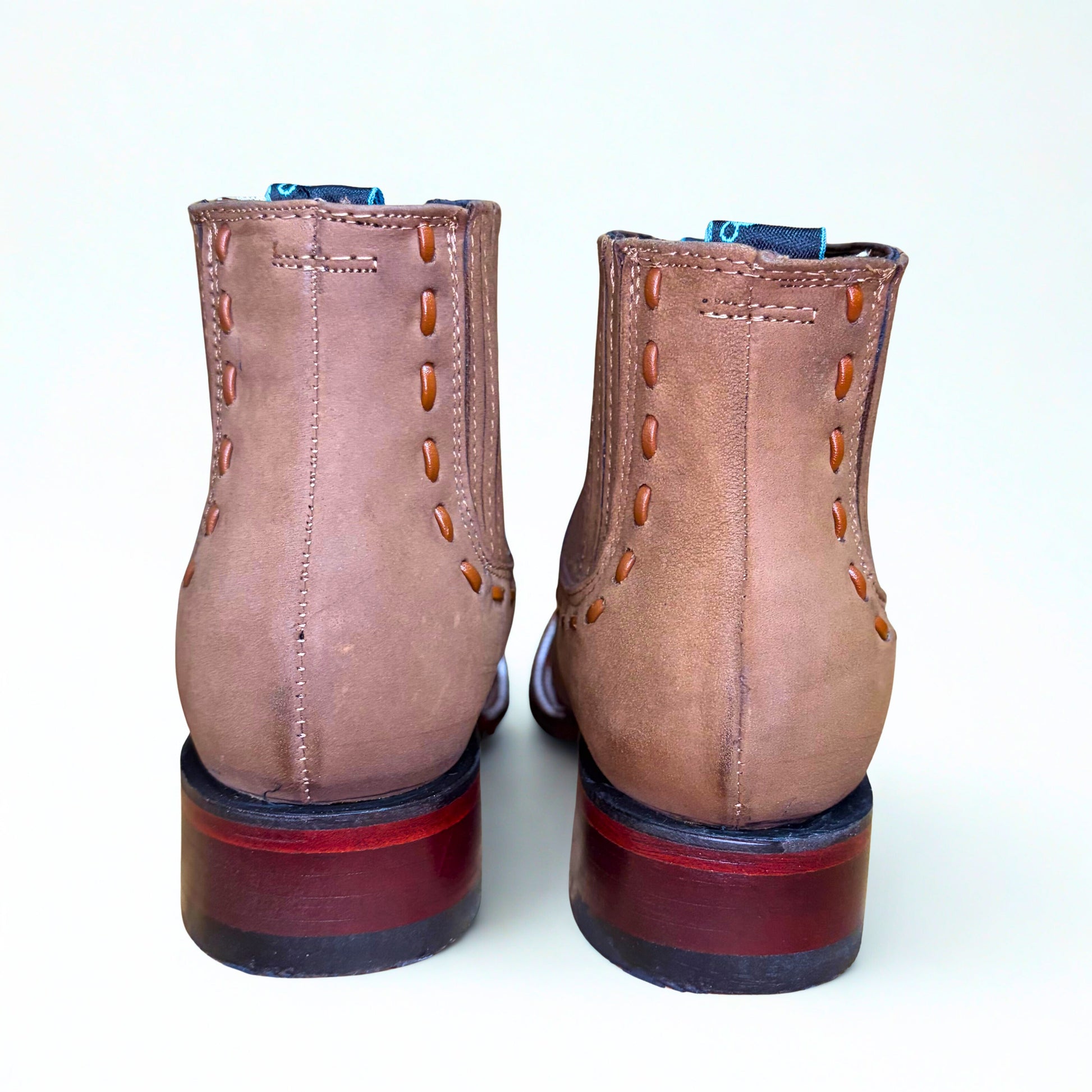 Taupe ankle boot rear view detail