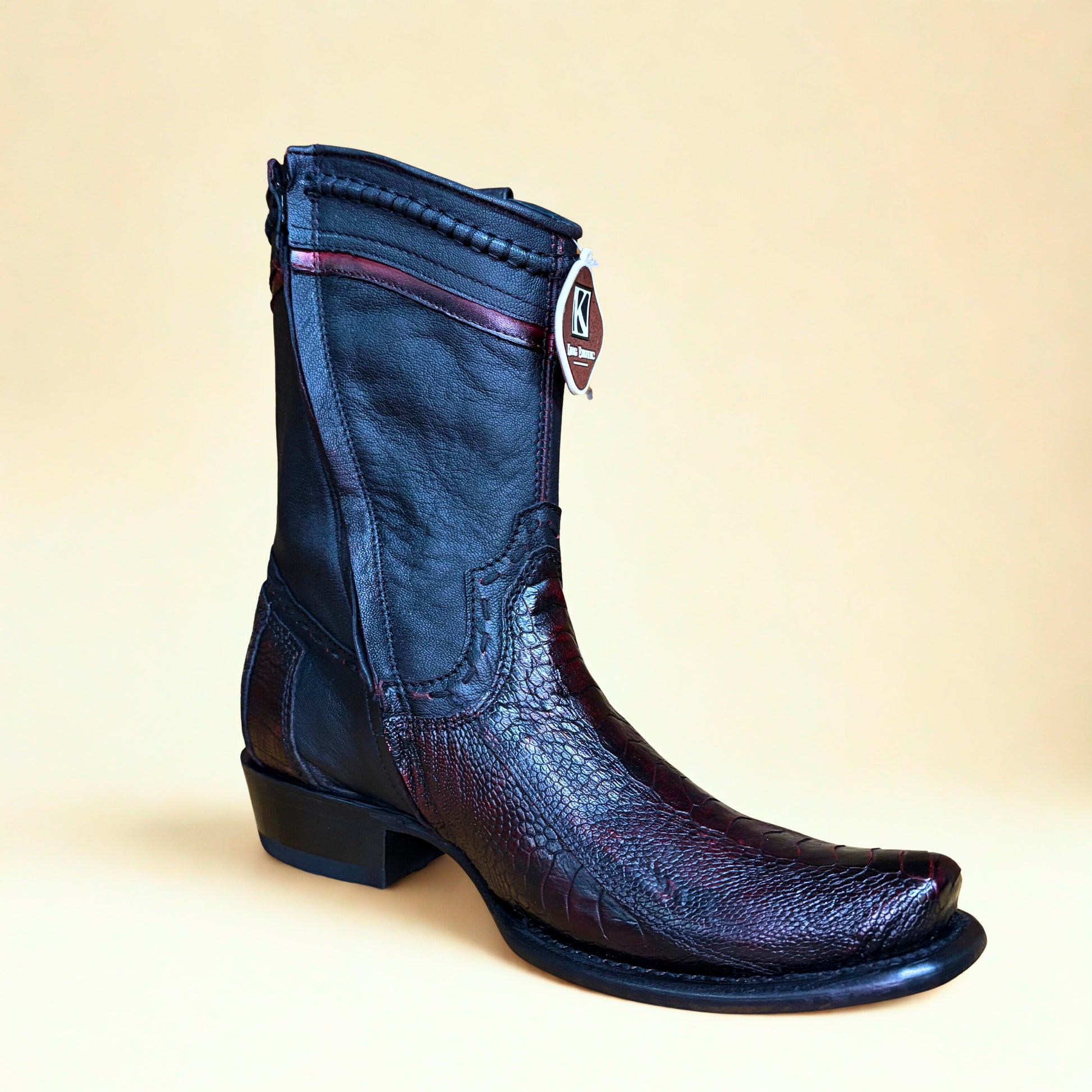 King Exotic Ostrich Leg Dubai Short Boot front angle