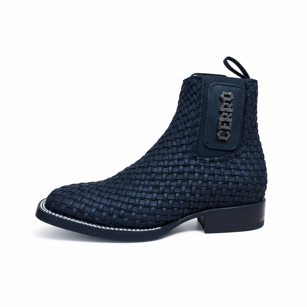 Cerro Petatillo Negro square toe western boot side profile