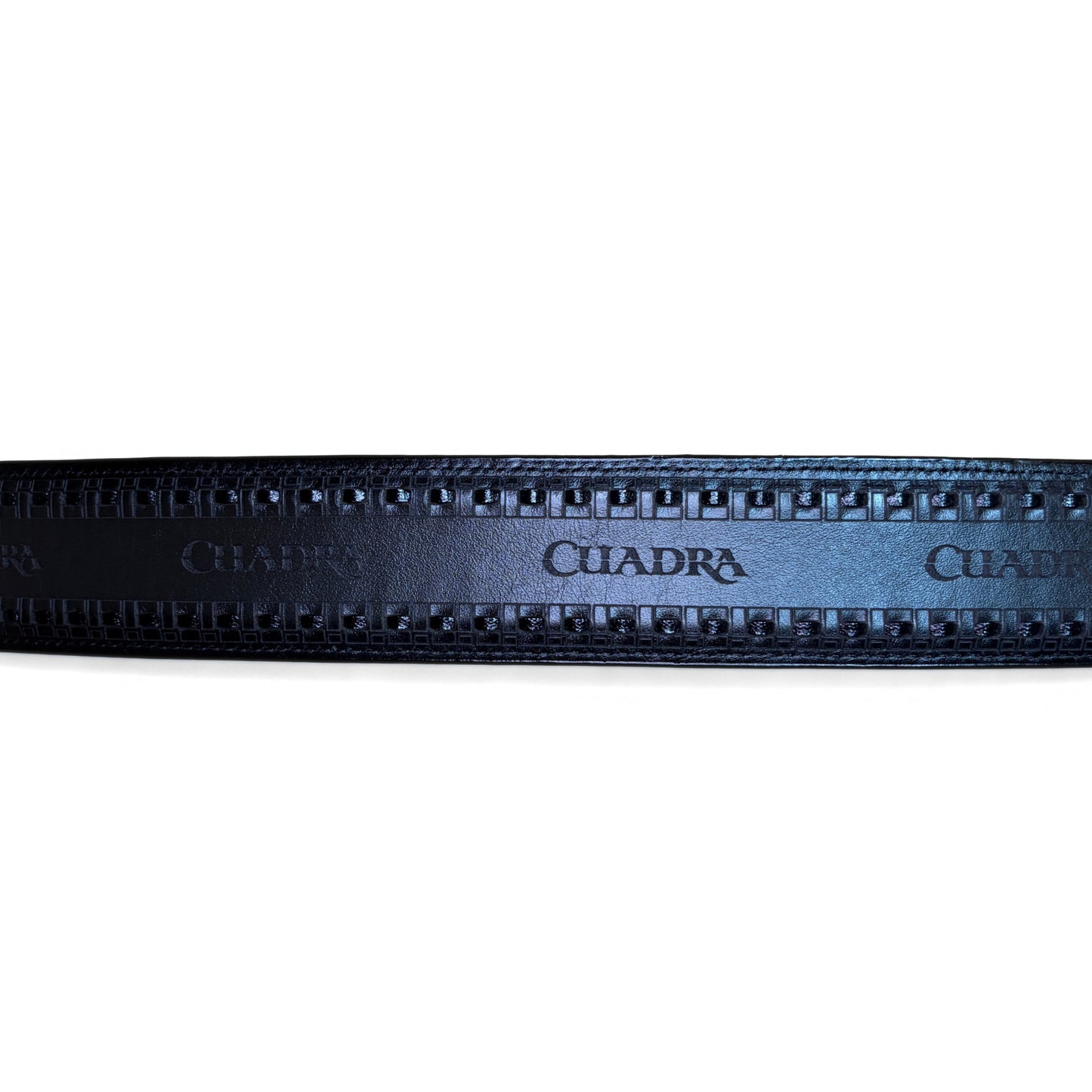 Cuadra Men’s Black Stingray Lazer and Woven Belt laid flat showing strap detail