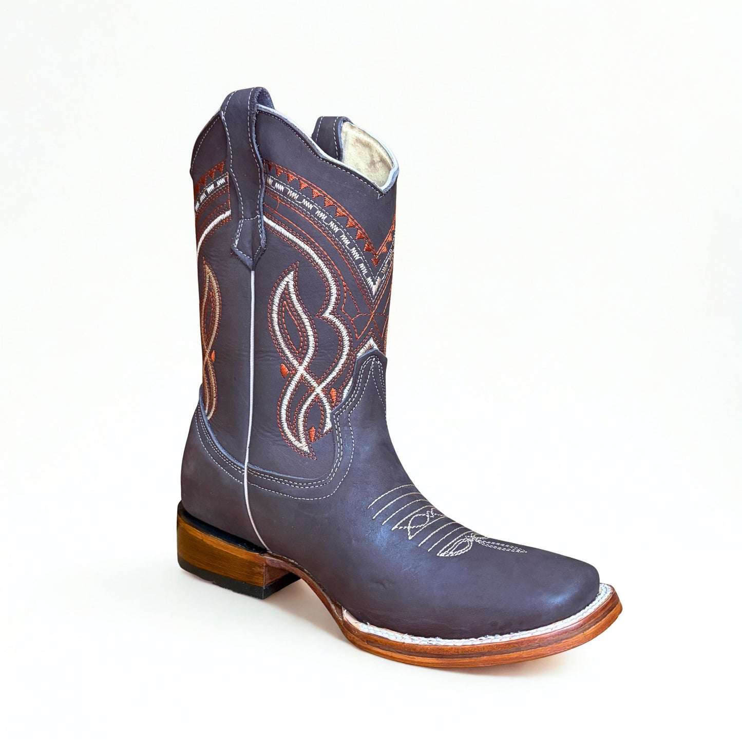 Arius Nubuck Cafe Bulldog brown leather western boot angled view