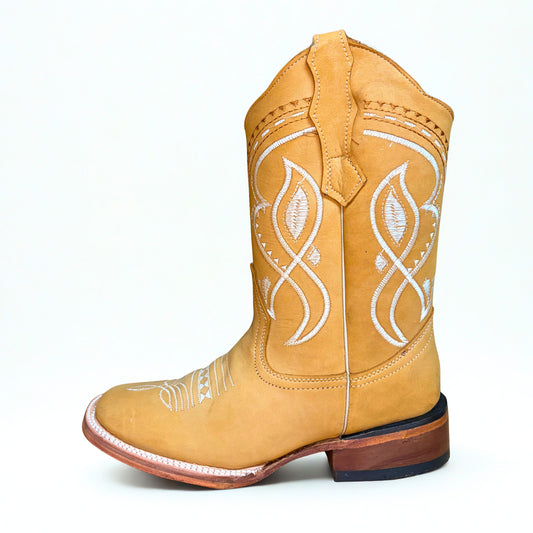 Arius Nubuck Miel Bulldog Western Boot side view