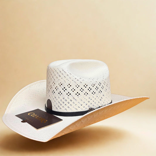 Front angled view of Cuadra Stallion Reparo 50X Ivory Hat