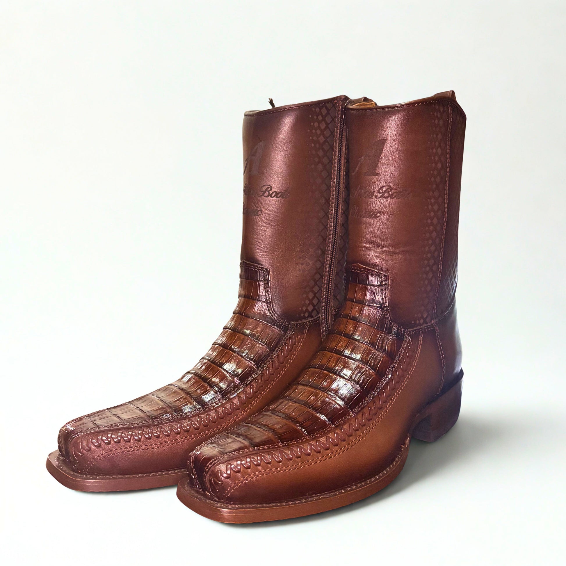 Caiman belly boot pair front angle
