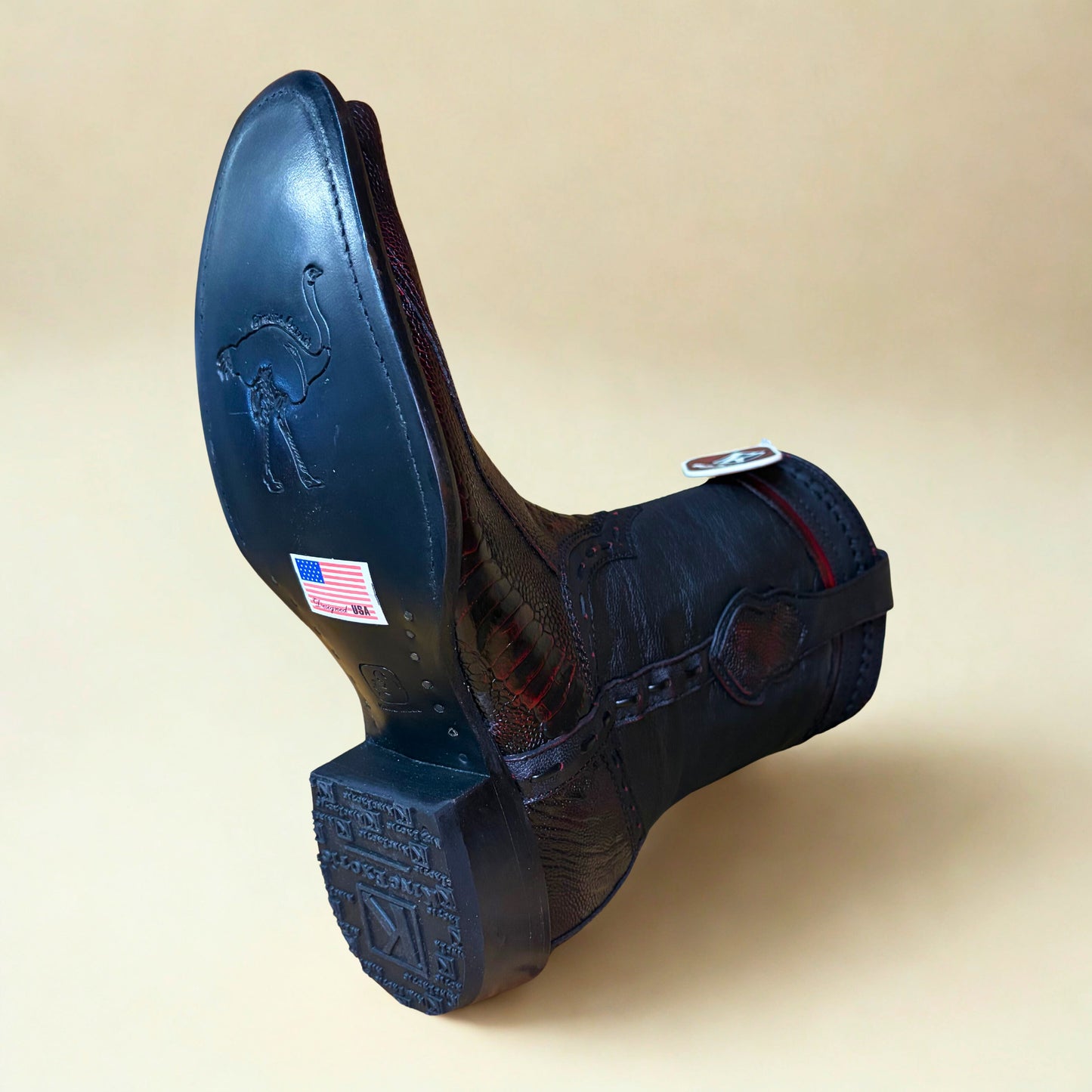 King Exotic Ostrich Leg Boot outsole detail