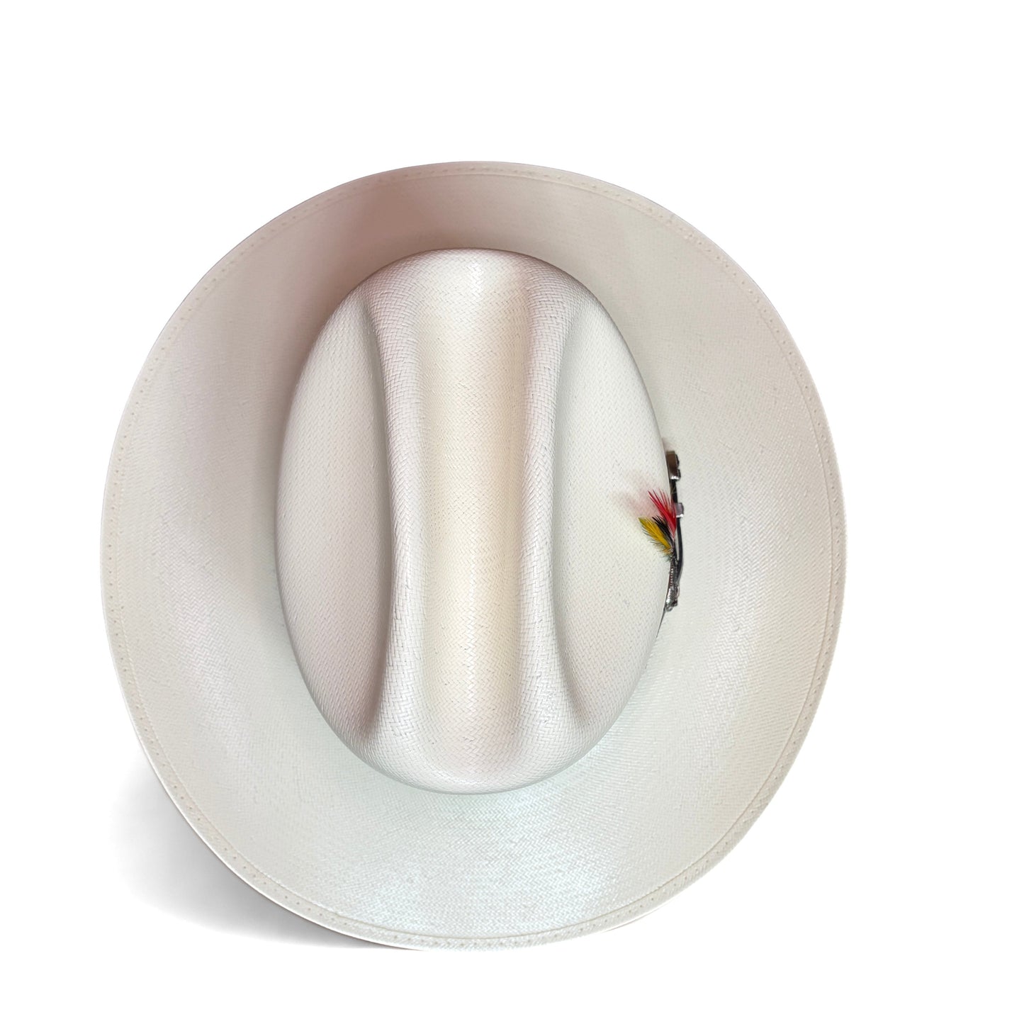 Cuernos Chuecos 150X Cowboy Hat top view in white