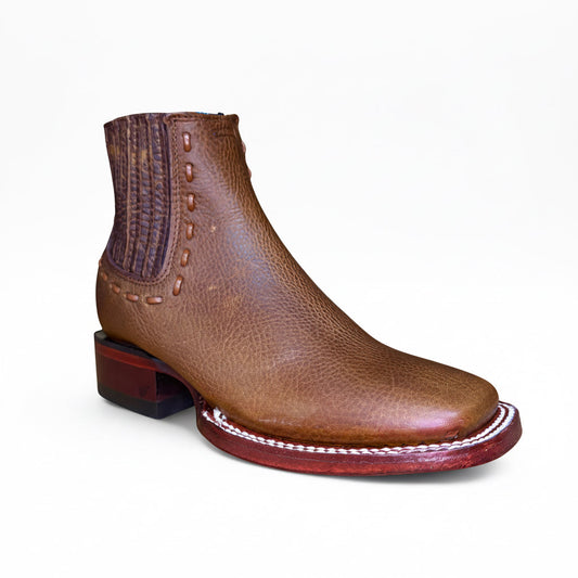 Front angled view of Los Altos Rage Walnut Wide Square Toe Ankle Boot