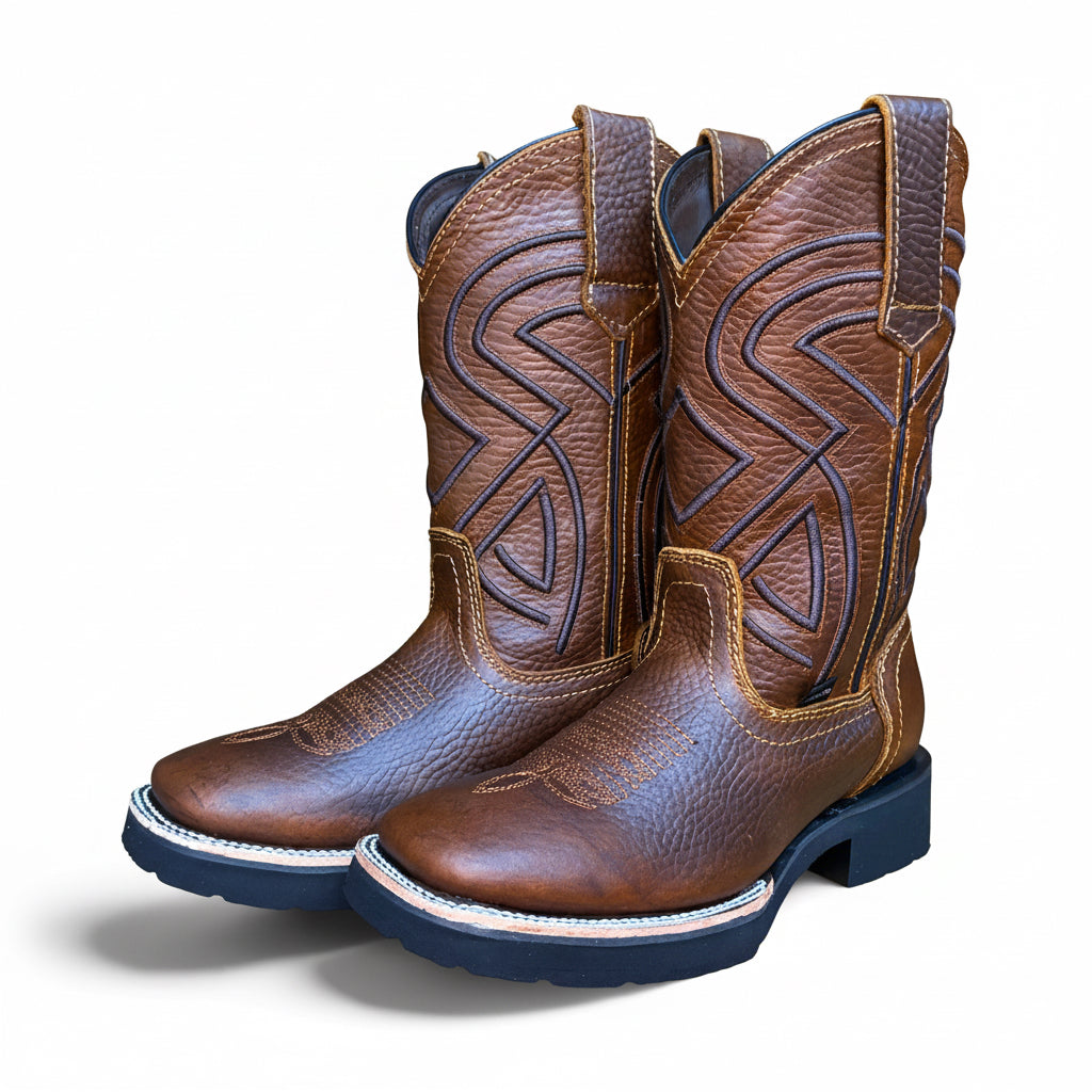 Cerro CT Crazy Ocre western boot pair angled display