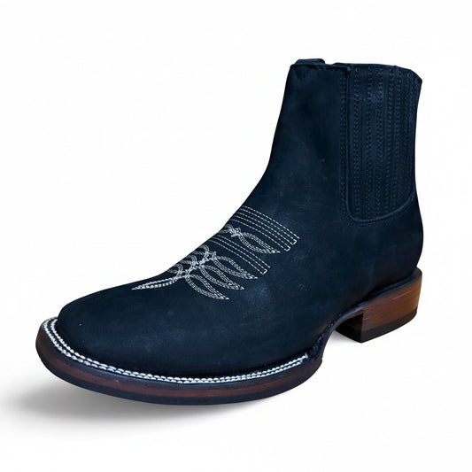 Cerro 1710 Nubuck Black Square Toe Botin black nubuck leather boot angled front view