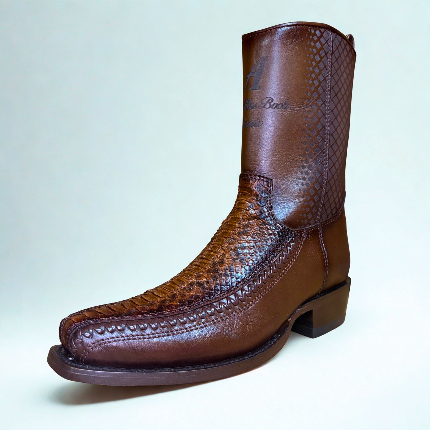 Los Altos Python Porto Faded Brown 7X Toe Low Shaft Boot front angle view