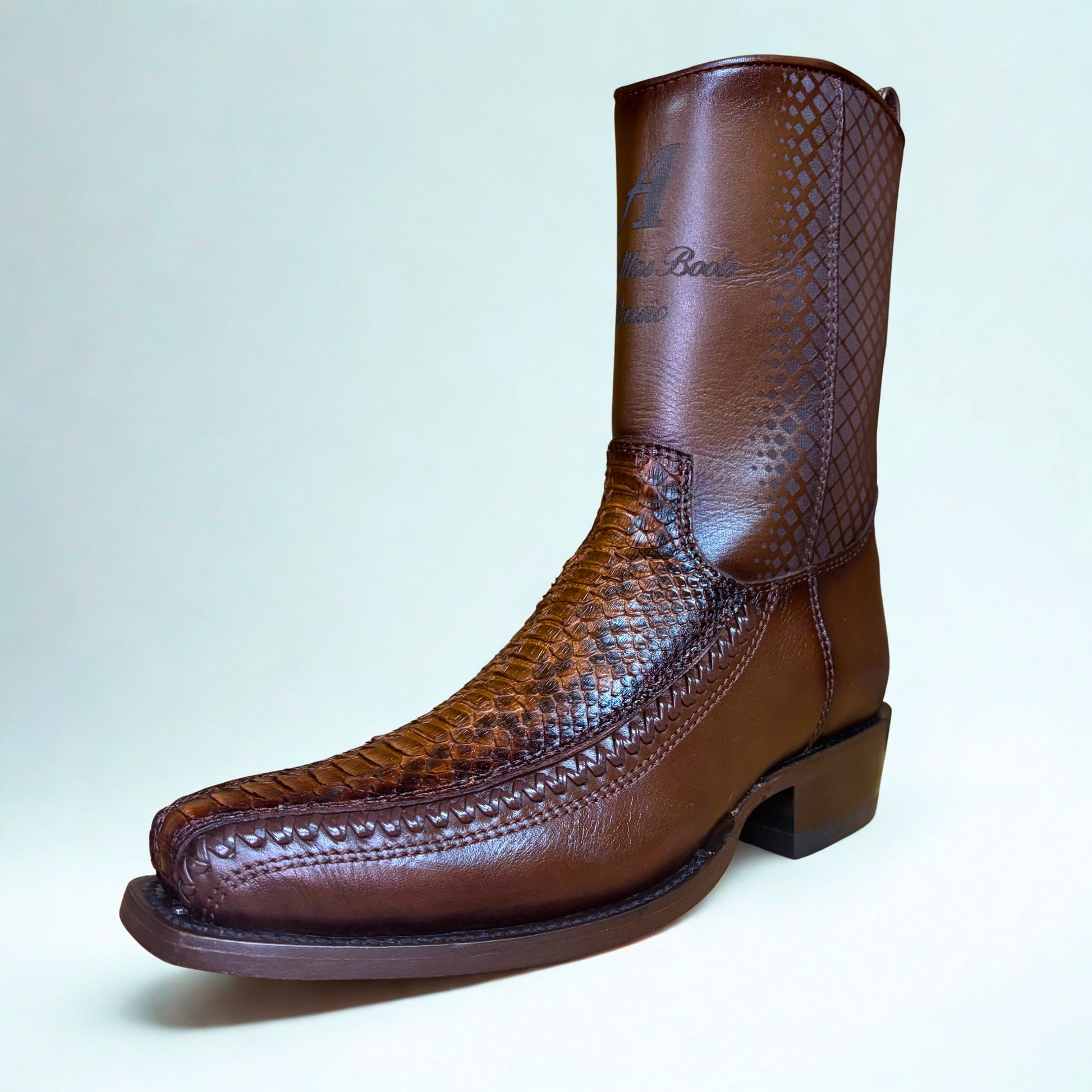 Los Altos Python Porto Faded Brown 7X Toe Low Shaft Boot front angle view