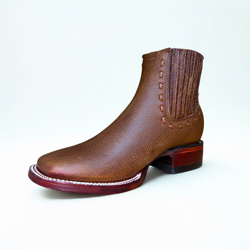 Front angled view of Los Altos Rage Walnut Wide Square Toe Ankle Boot