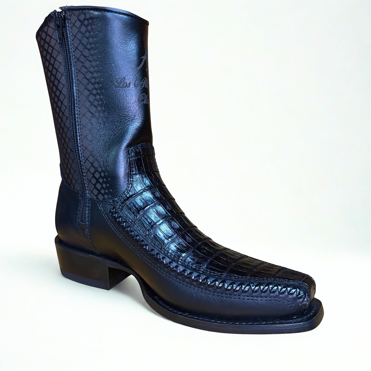 Los Altos Caiman Belly 7X Toe Low Shaft Boot angled side view