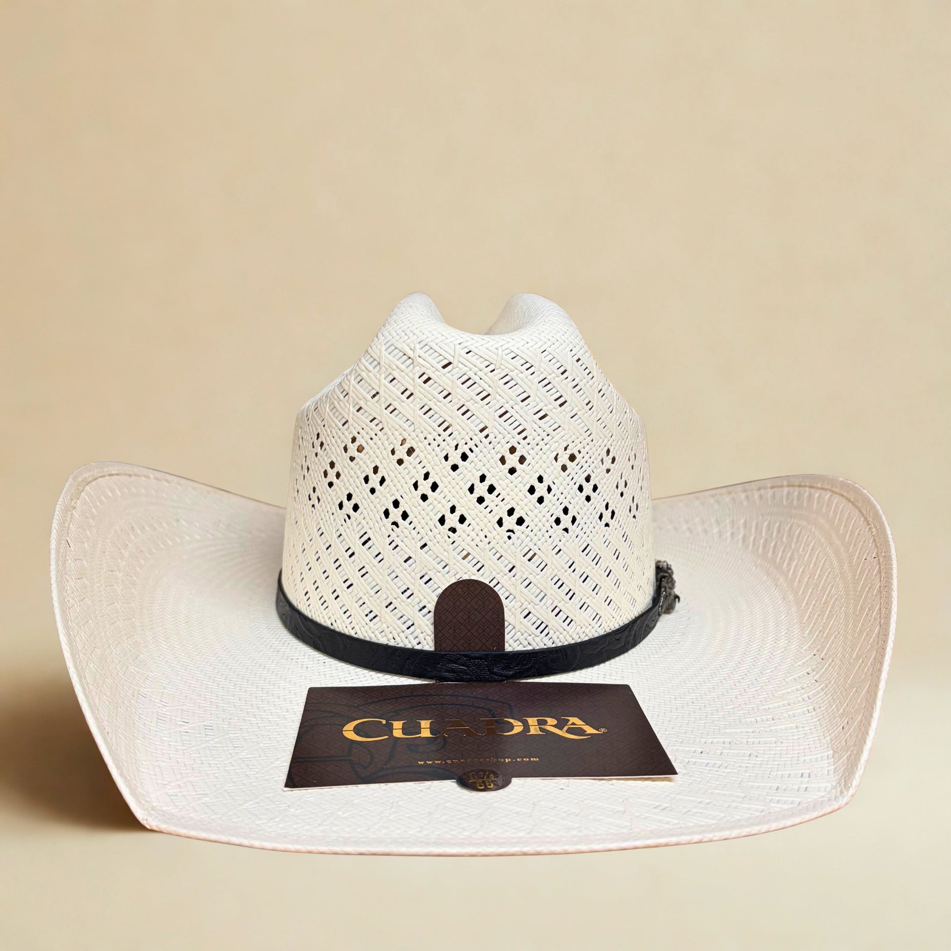 Front view of Cuadra Stallion Reparo 50X Ivory Hat
