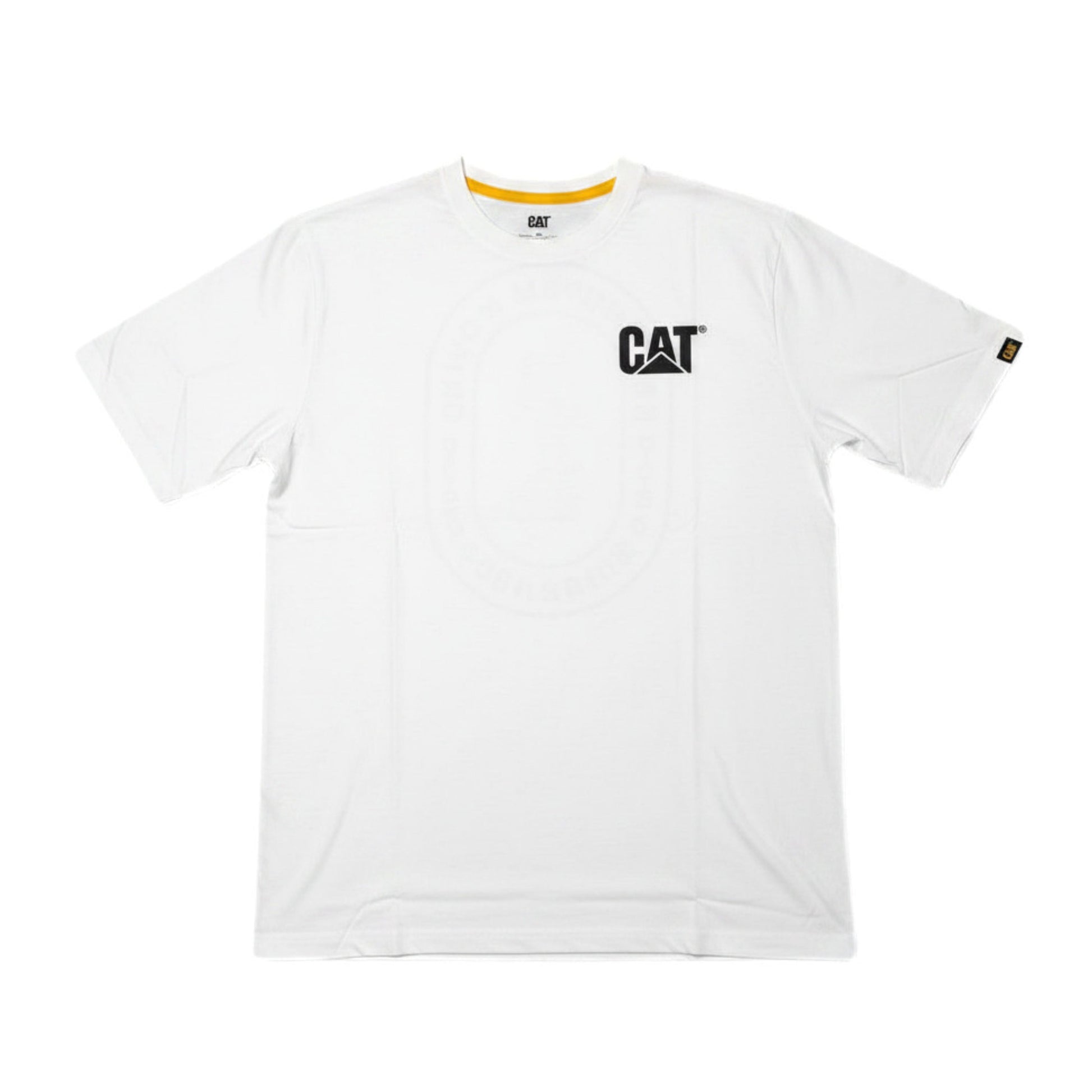 CAT Basic Graphic Wrench Vanilla Tee back view in white with small CAT logo detail