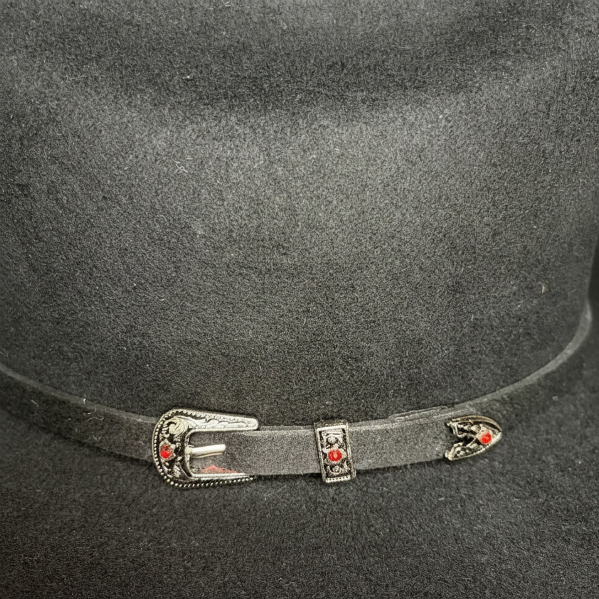 Close-up of hatband detail on Cerro 30X Sinaloa Black Cowboy Hat