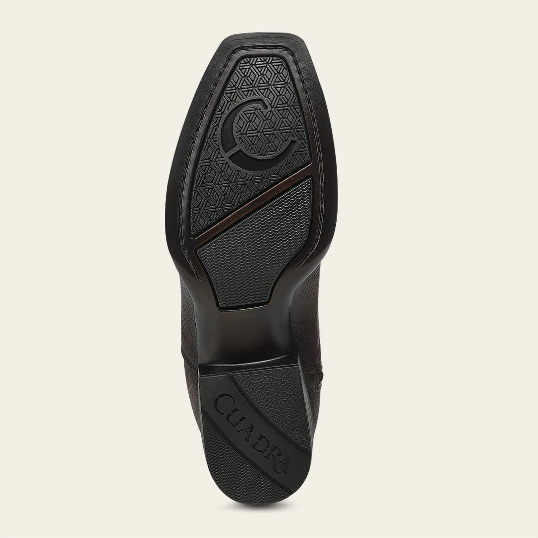 Outsole view of Cuadra Men’s Honey Deer Embroidery and Lazer Narrow Square Toe Boot
