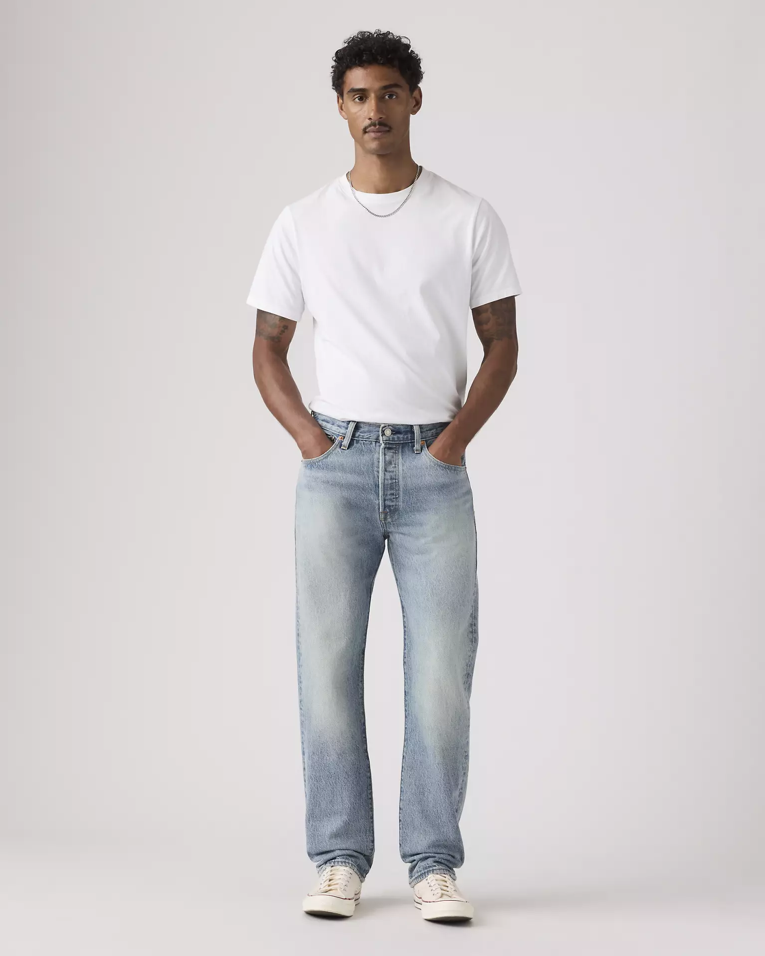 Levi’s 501 lightweight straight-leg jeans front view