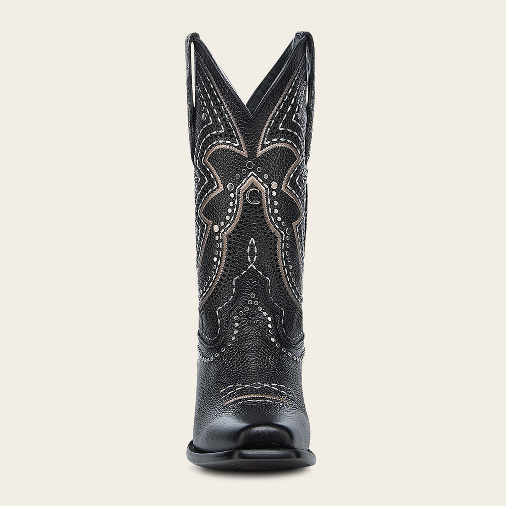Cuadra Western Rodeo Black Bovine Boot front view
