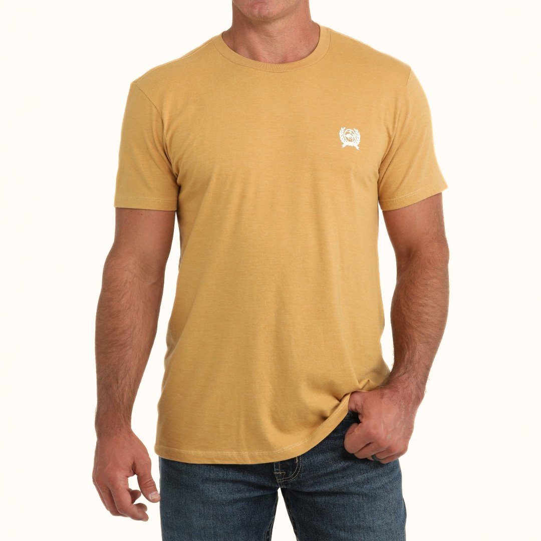 Cinch Men’s Denim Graphic T-Shirt in gold front view