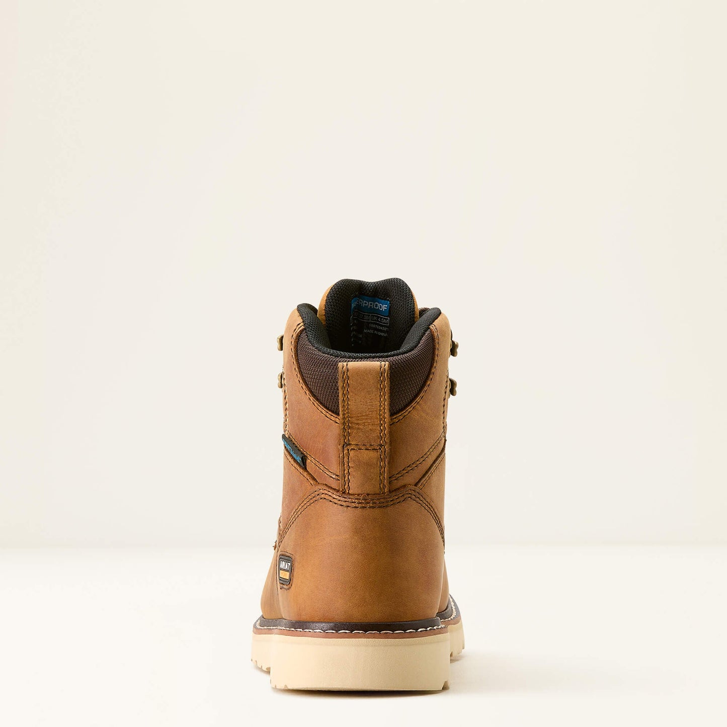 Ariat Rebar Wedge Moc Toe Waterproof Work Boot rear heel view
