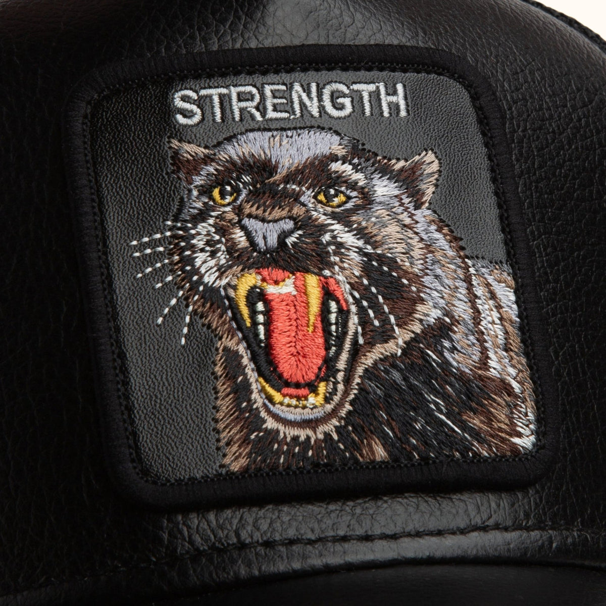 Goorin Bros. Faux Leather Panther Trucker Hat black patch view