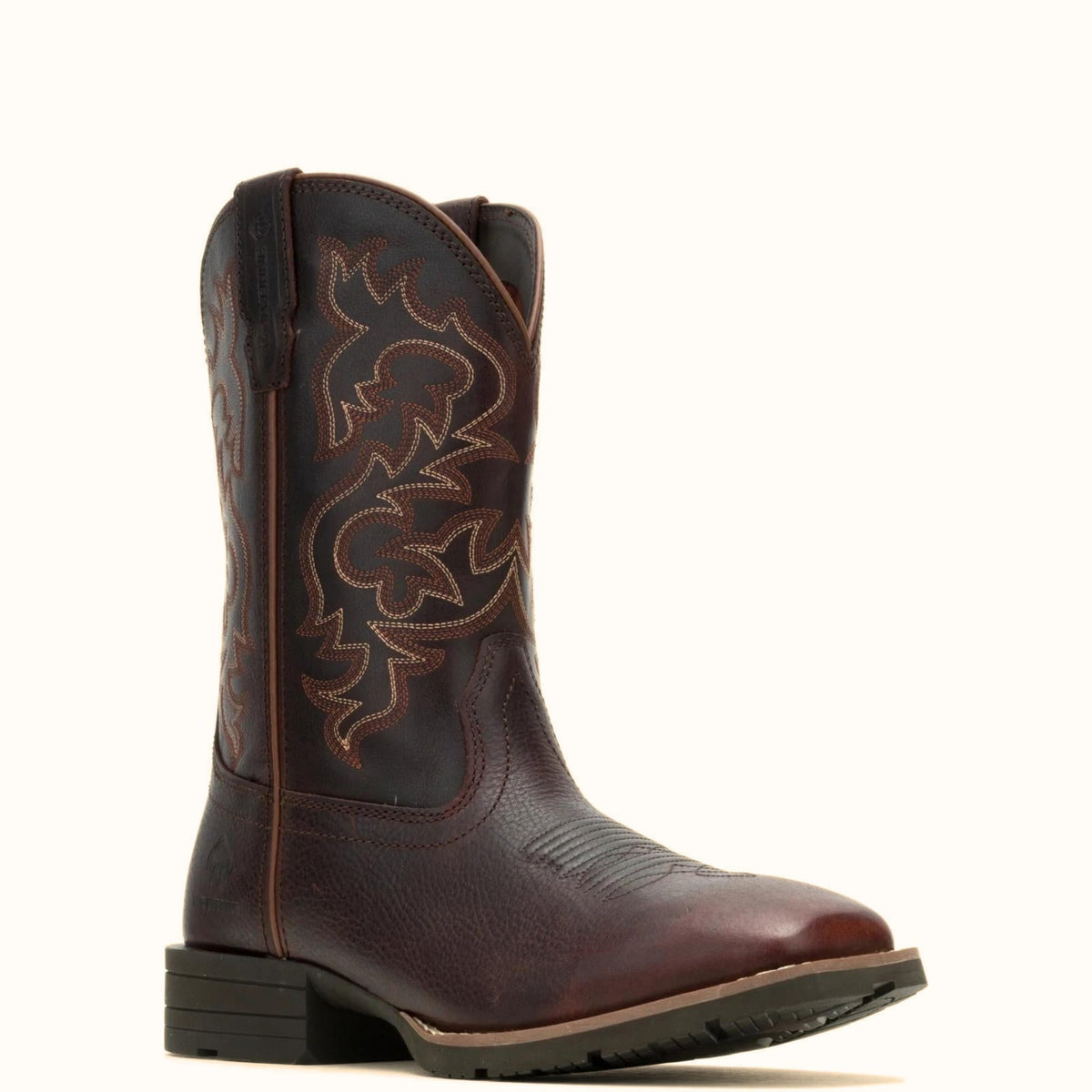Wolverine Wheatland Saddle Series brown Wellington boot front angle view