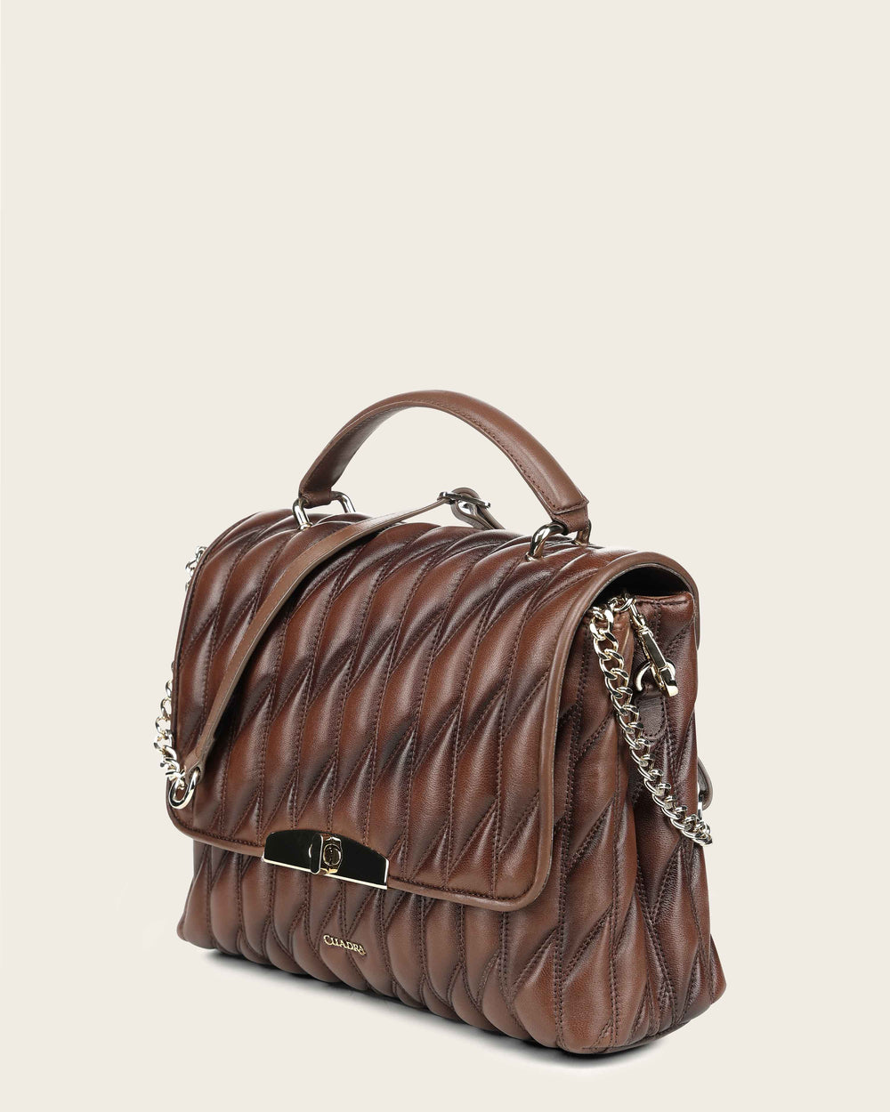 Cuadra Honey Lamb Leather Geometric Shoulder Bag angled front view