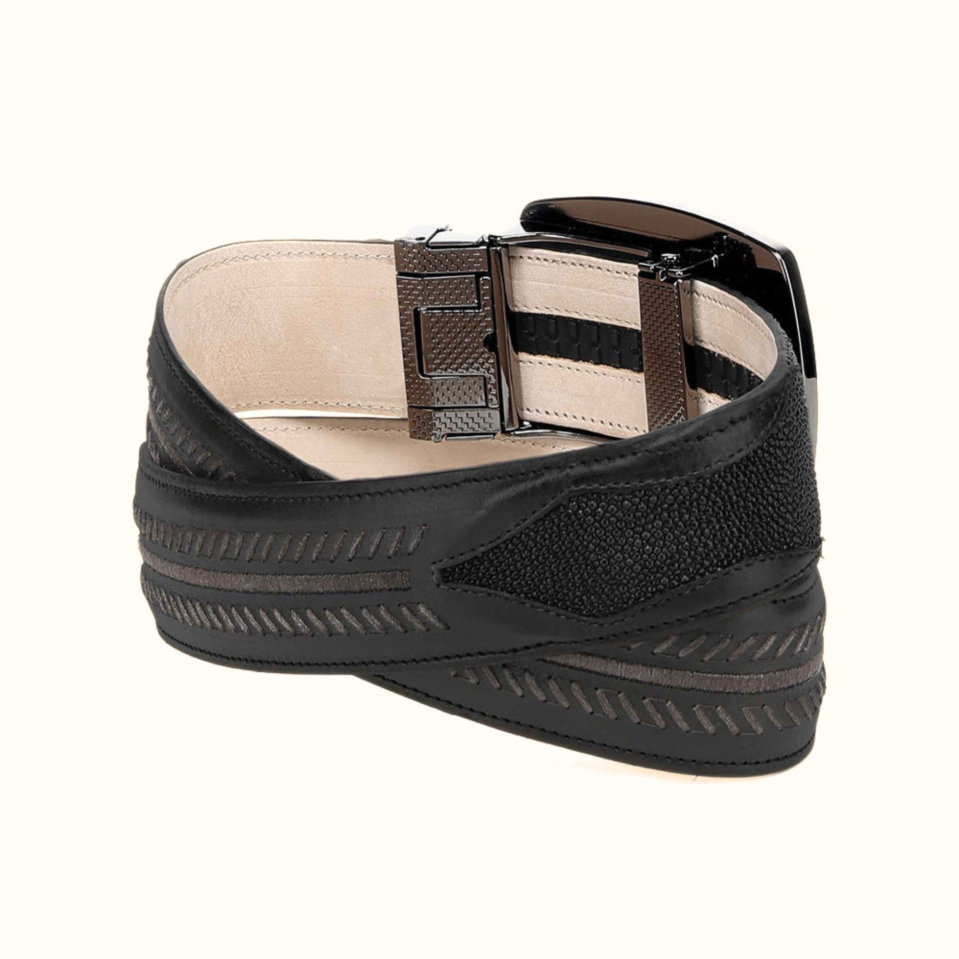 Cuadra Black Genuine Stingray Leather Western belt