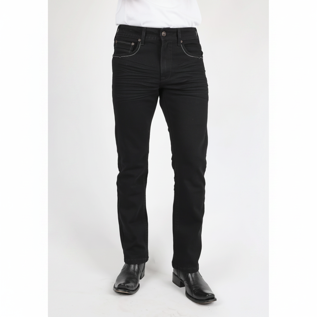 Platini Holt men’s black boot cut jeans full-length front view