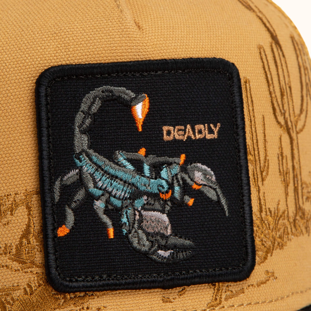 Goorin Bros. Badlands Scorpion amber trucker hat patch view