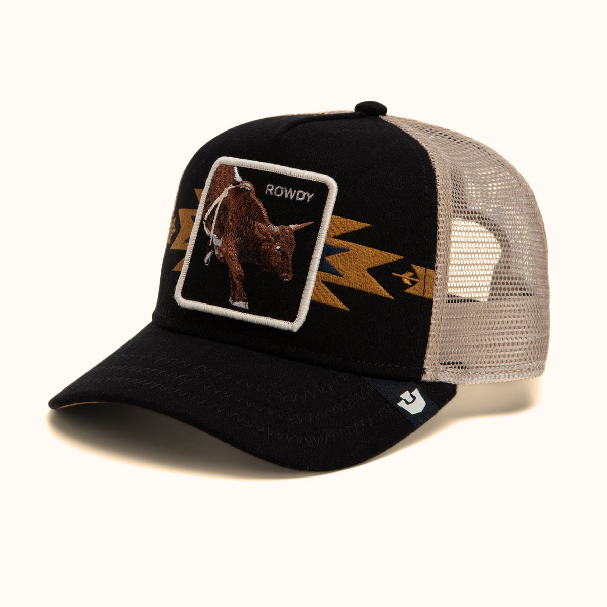 Goorin Bros. Canyon Rowdy black trucker hat angled front view