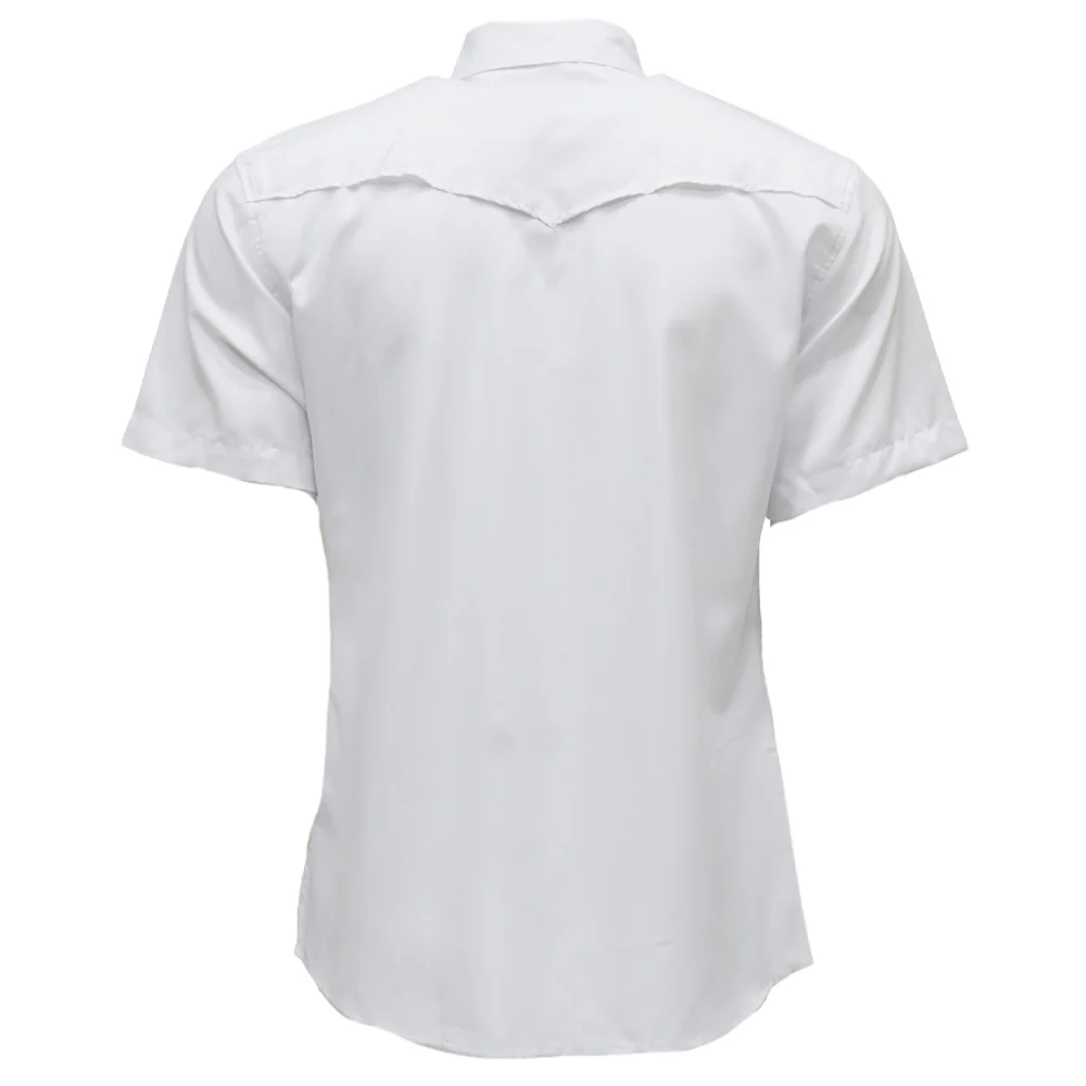 Hooey Sol Short Sleeve Pearl Snap Shirt back view in white