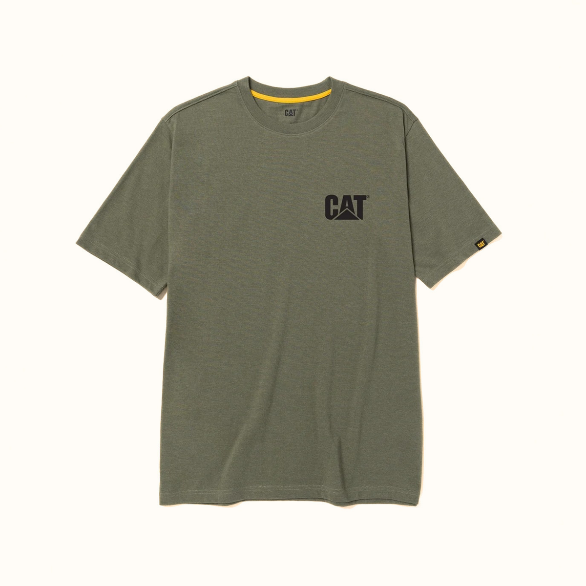 CAT Diesel Tradition men’s olive green T-shirt front view