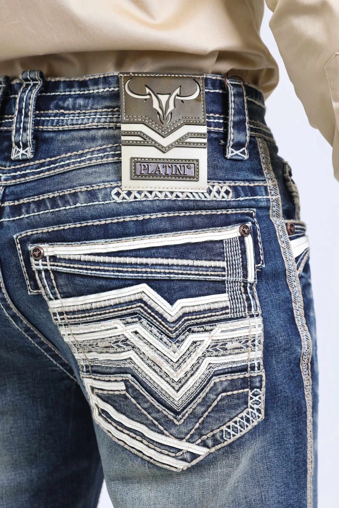 Vaqueros de corte de bota ajustados azules Holt para hombre