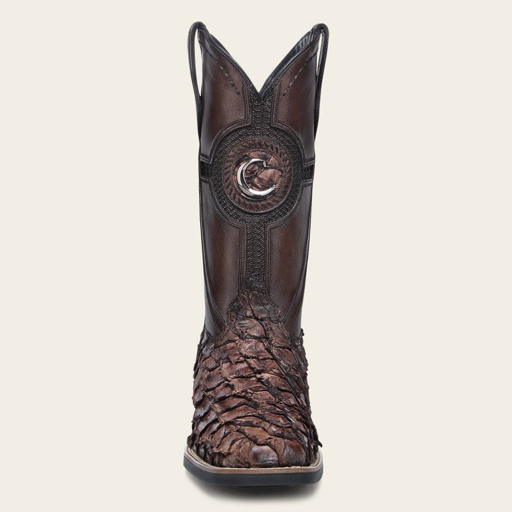 Luxury Honey Rodeo Boot In Genuine Poisson And Bovine Leather
