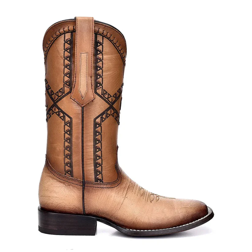 Cuadra Flame Oryx Ostrich Laser & Woven Square Toe Boot side profile