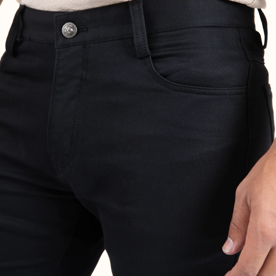 Platini Slade Relaxed Fit Pants in jet black front close-up view