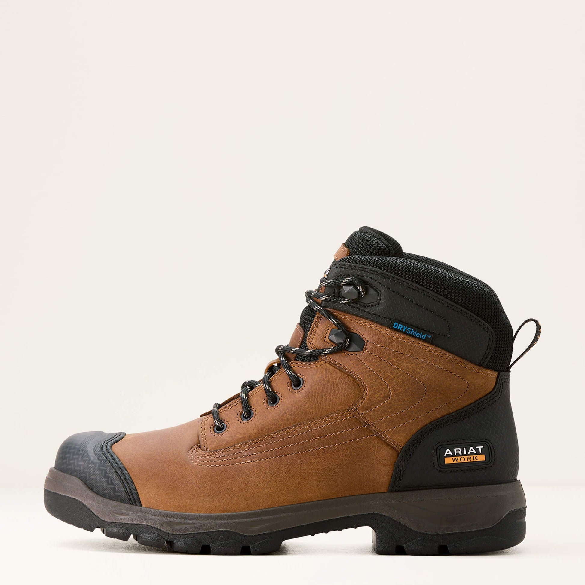 Ariat Turbo Duratread XTR 6 inch Waterproof Work Boot side view in brown leather