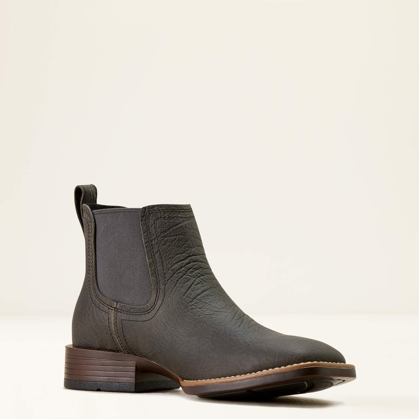 Ariat Booker Chelsea Wide Square Toe Western Boot gray leather front angle view