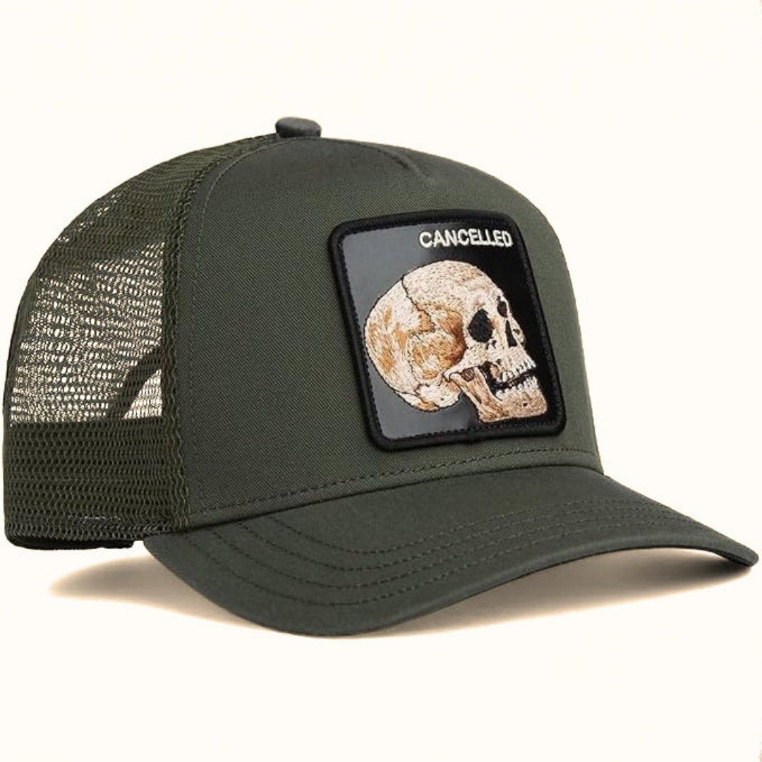 Goorin Bros. The Cancelled Skull Trucker Hat angle view
