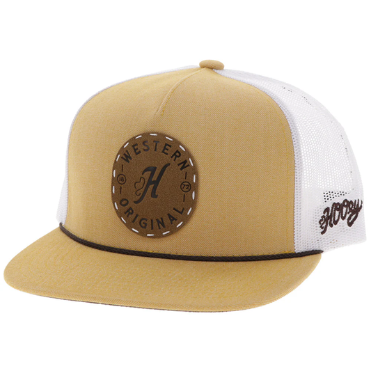 Spur Hat Tan/White W/Leather Circle Patch