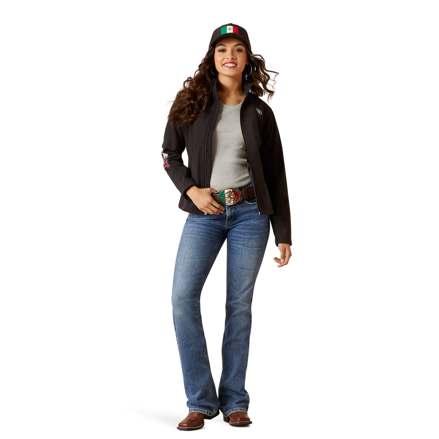 Ariat Classic Team Softshell Mexico Water Resistant Jacket full body view