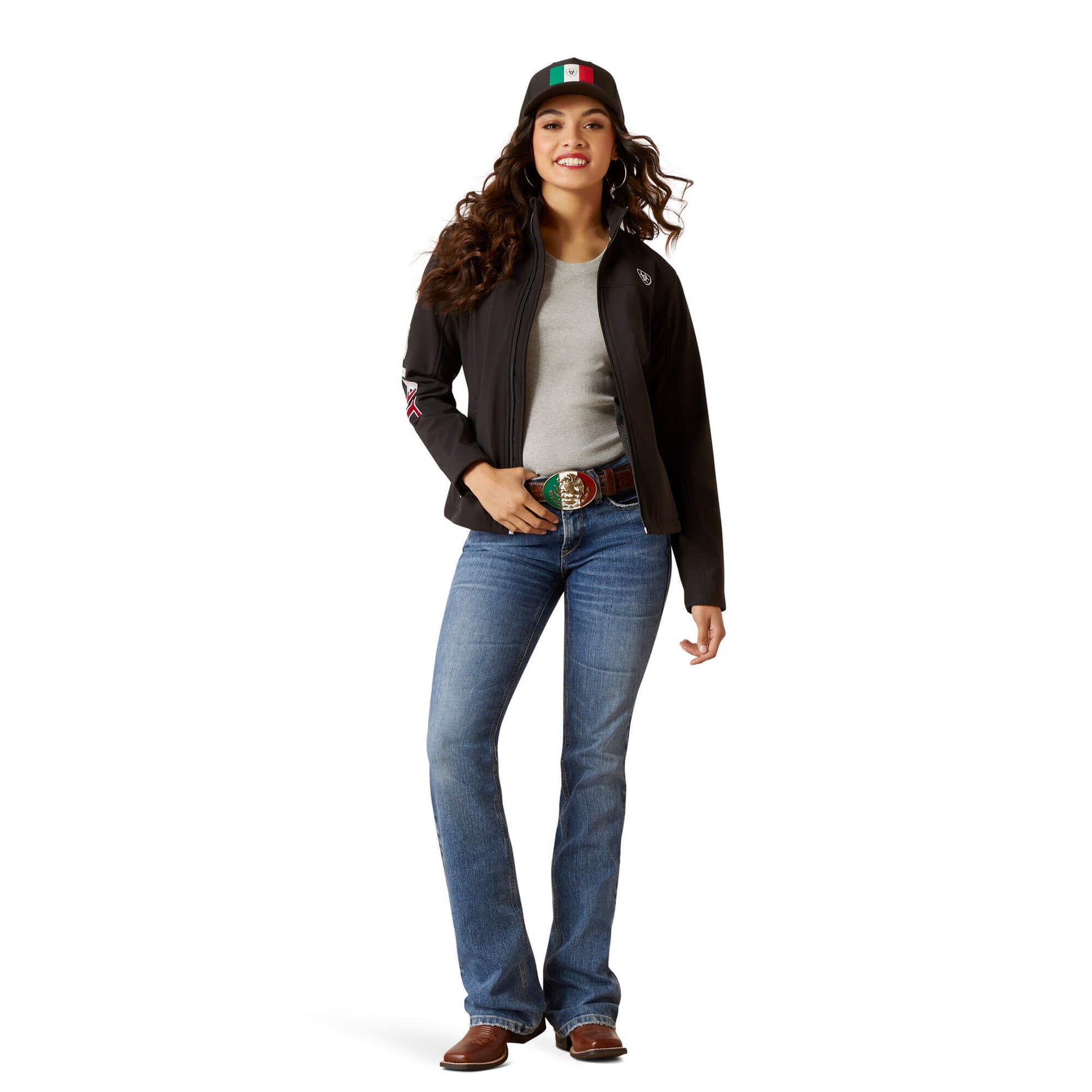 Ariat Classic Team Softshell Mexico Water Resistant Jacket full body view