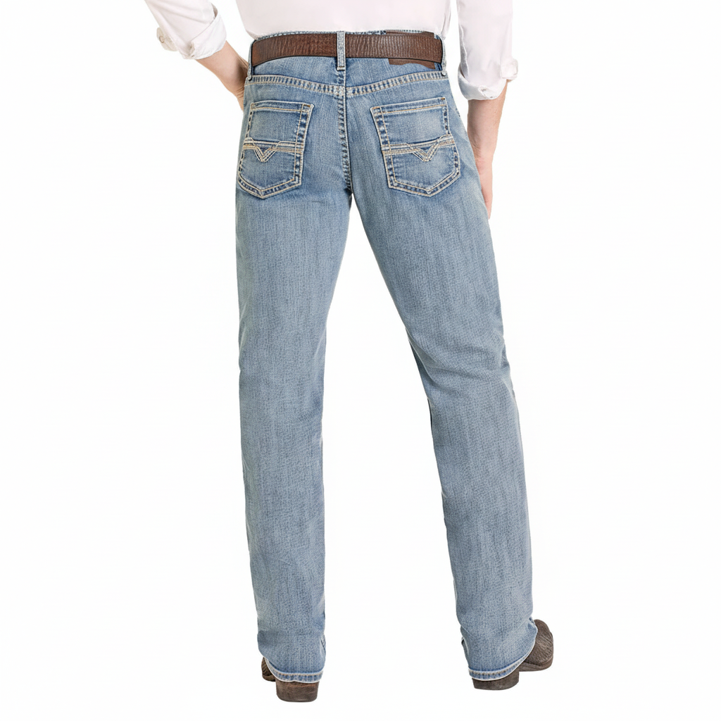 Rock & Roll Denim Relaxed Fit Classic Stitch Stackable Bootcut Jeans rear view