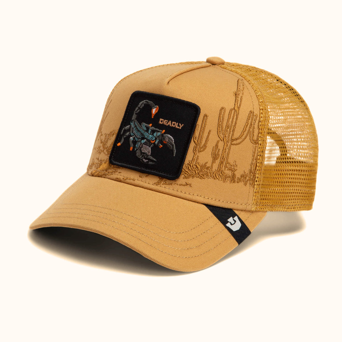 Goorin Bros. Badlands Scorpion amber trucker hat angle view